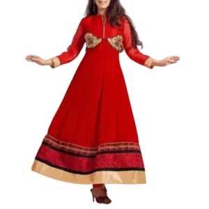 Red Embroidered Georgette Anarkali Suits