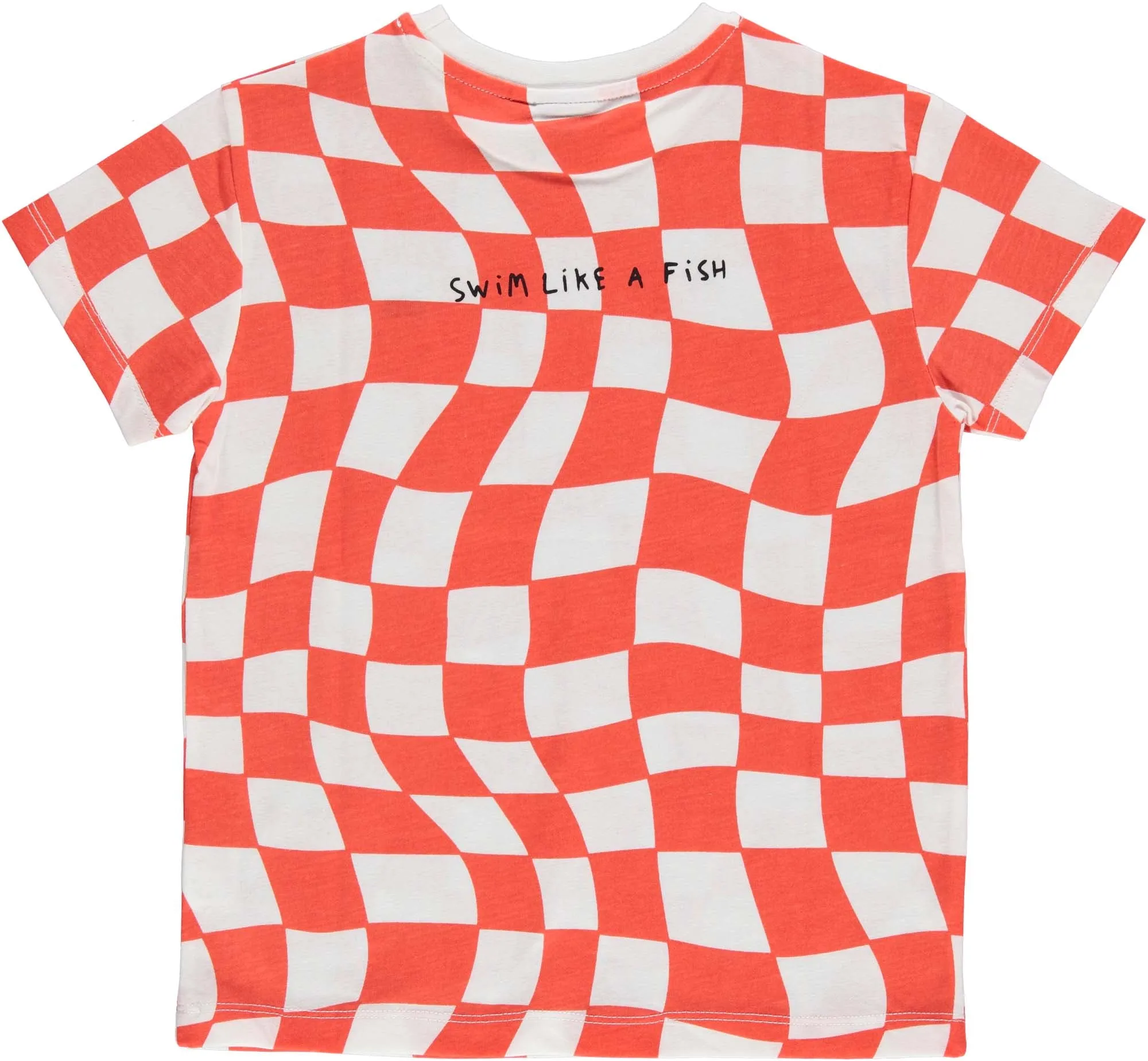 Red orange check t-shirt by Beau Loves