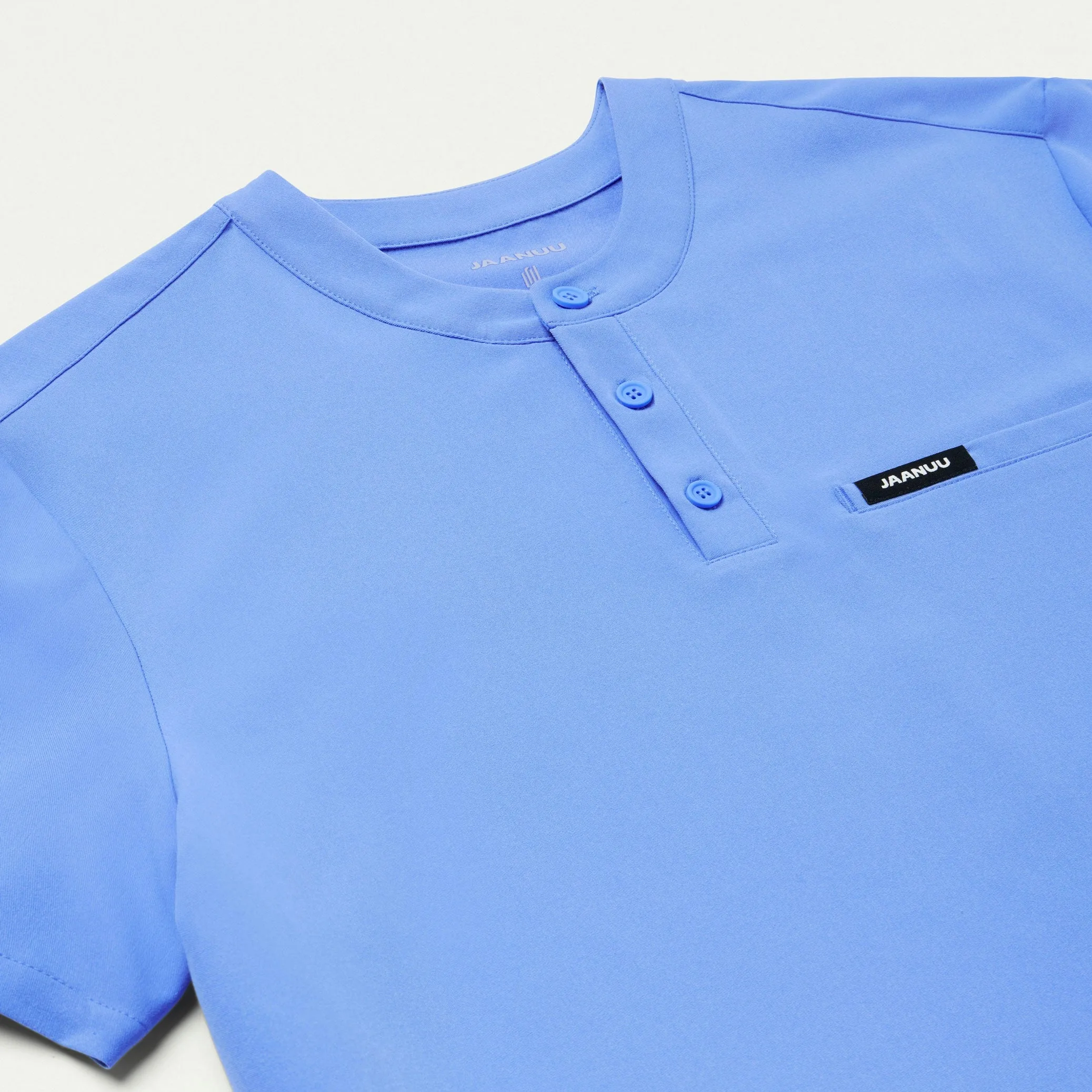 Reeve Henley Scrub Top - Ceil Blue