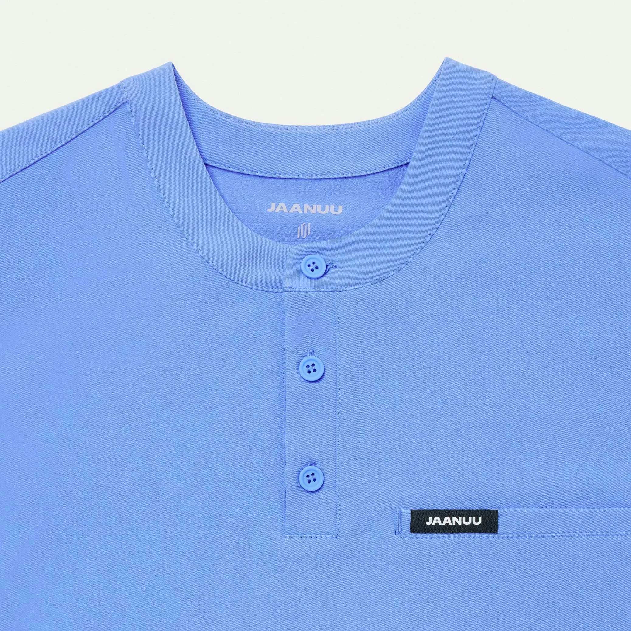 Reeve Henley Scrub Top - Ceil Blue