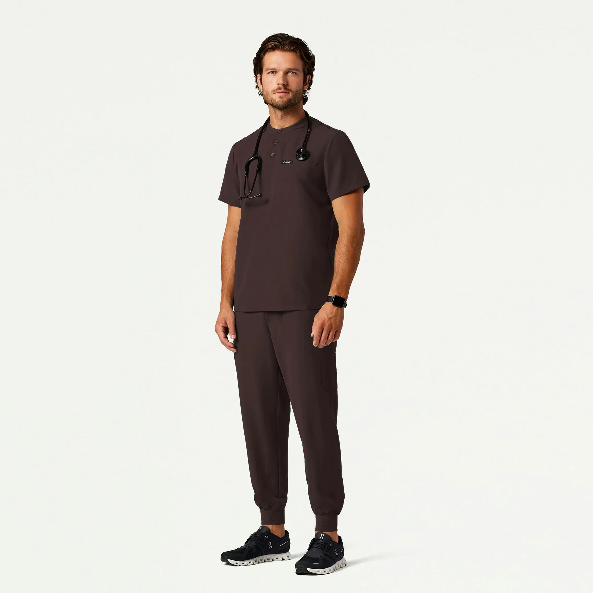Reeve Henley Scrub Top - Espresso