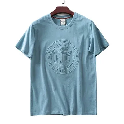Retro 3D Letter Printed Short Sleeve T-shirt for Men - Summer Casual O-neck Cotton Tops