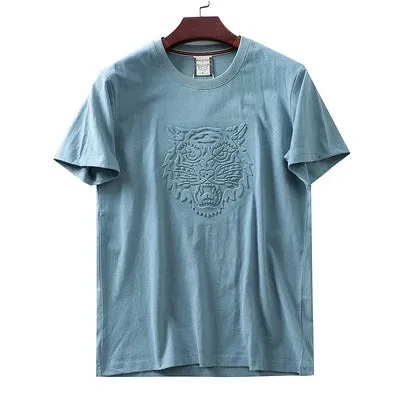 Retro 3D Letter Printed Short Sleeve T-shirt for Men - Summer Casual O-neck Cotton Tops