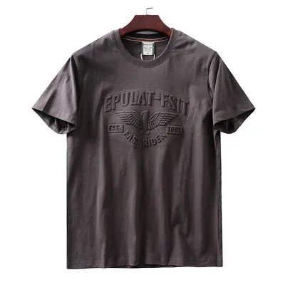 Retro 3D Letter Printed Short Sleeve T-shirt for Men - Summer Casual O-neck Cotton Tops