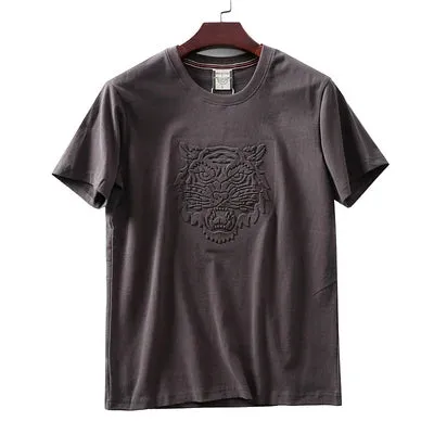 Retro 3D Letter Printed Short Sleeve T-shirt for Men - Summer Casual O-neck Cotton Tops