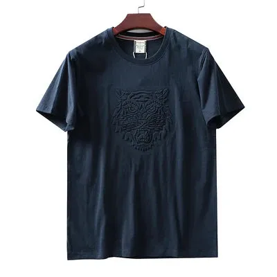 Retro 3D Letter Printed Short Sleeve T-shirt for Men - Summer Casual O-neck Cotton Tops