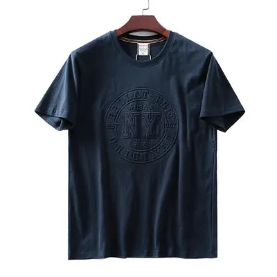 Retro 3D Letter Printed Short Sleeve T-shirt for Men - Summer Casual O-neck Cotton Tops