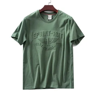 Retro 3D Letter Printed Short Sleeve T-shirt for Men - Summer Casual O-neck Cotton Tops