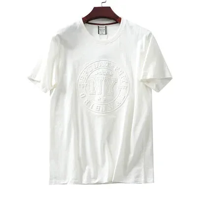 Retro 3D Letter Printed Short Sleeve T-shirt for Men - Summer Casual O-neck Cotton Tops