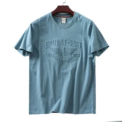 Retro 3D Letter Printed Short Sleeve T-shirt for Men - Summer Casual O-neck Cotton Tops