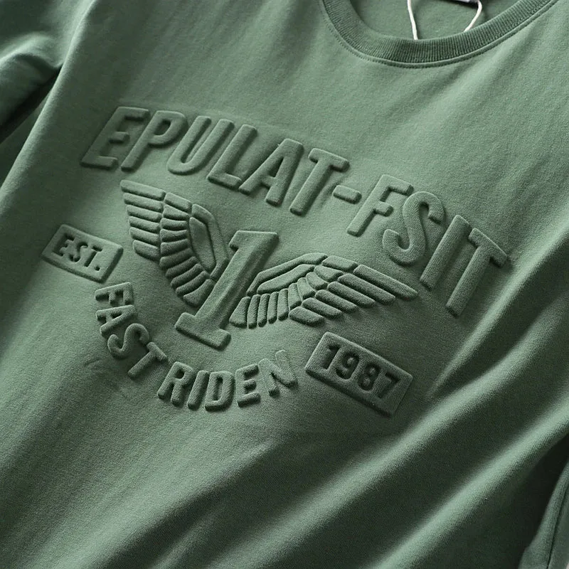 Retro 3D Letter Printed Short Sleeve T-shirt for Men - Summer Casual O-neck Cotton Tops