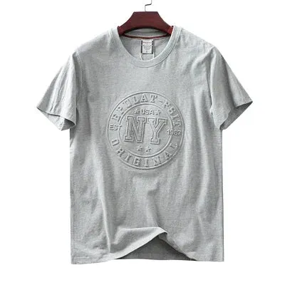 Retro 3D Letter Printed Short Sleeve T-shirt for Men - Summer Casual O-neck Cotton Tops