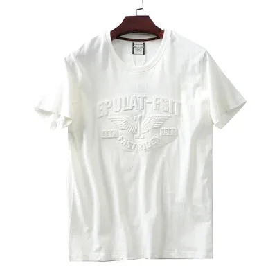 Retro 3D Letter Printed Short Sleeve T-shirt for Men - Summer Casual O-neck Cotton Tops