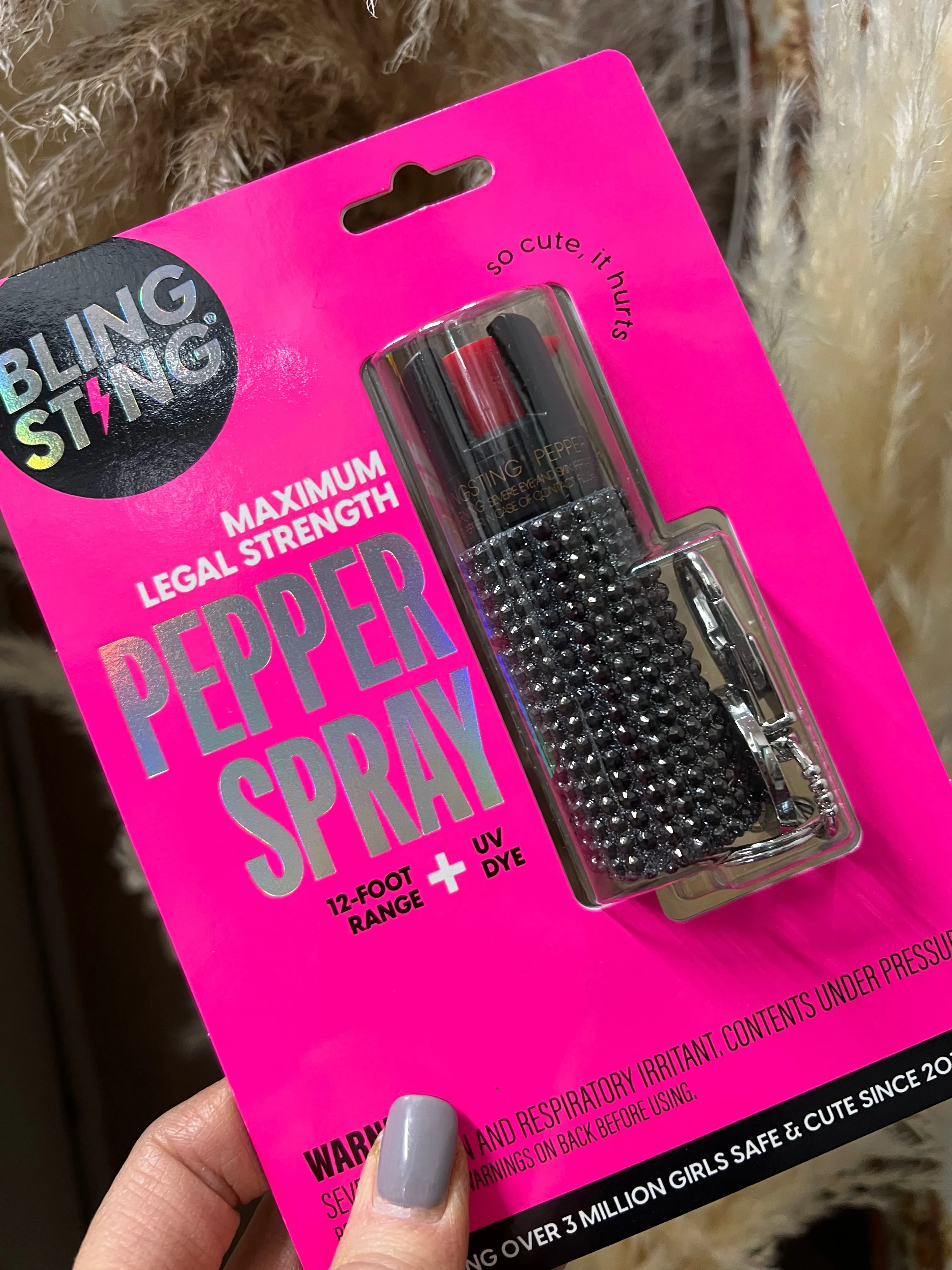 Rhinestone Bling Sting Keychain - Smokeshow (Charcoal/Gunmetal Color)