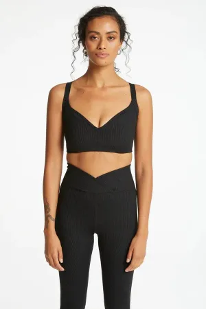 Ribbed Curve Bralette- Black