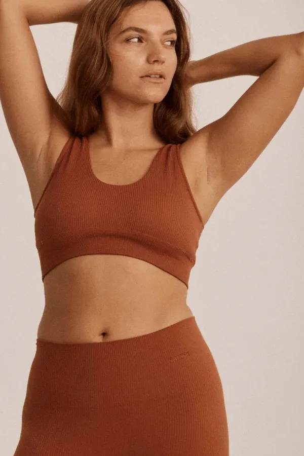 Ribbed Open Bralette - Cinnamon