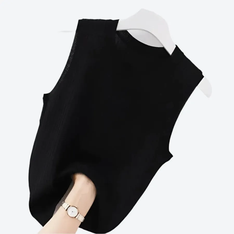 Ribbed Sleeveless Casual Tops
