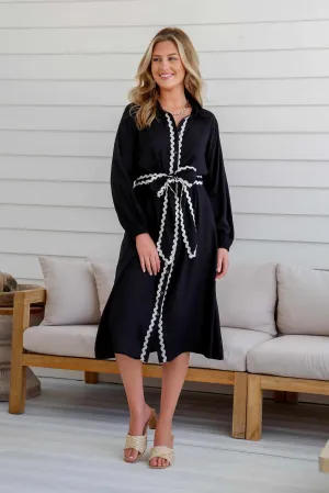 Ric Rac Shirt Dress - Black