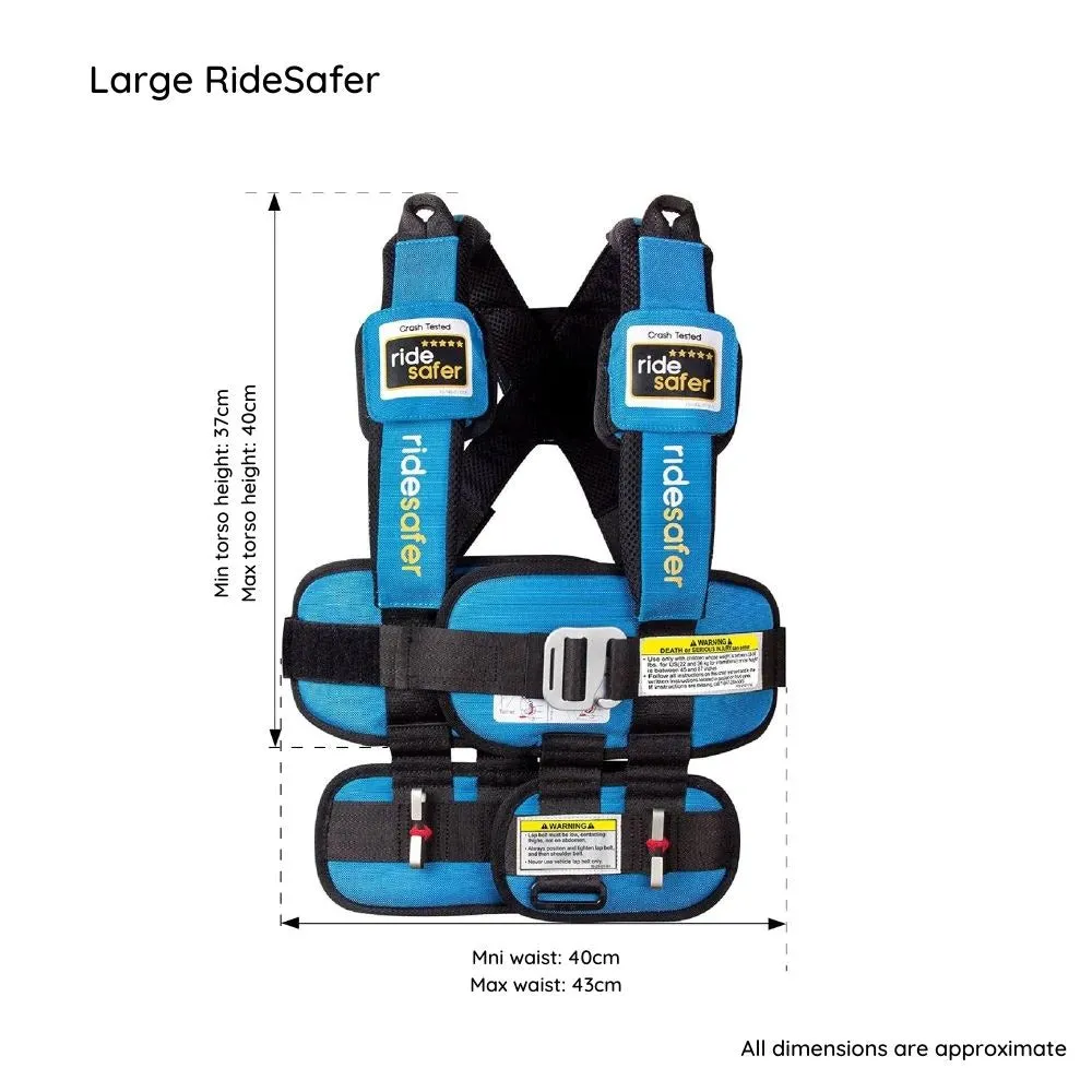 RideSafer Delight Wearable Safety Restraint - Blue - Large (10 year local warranty)