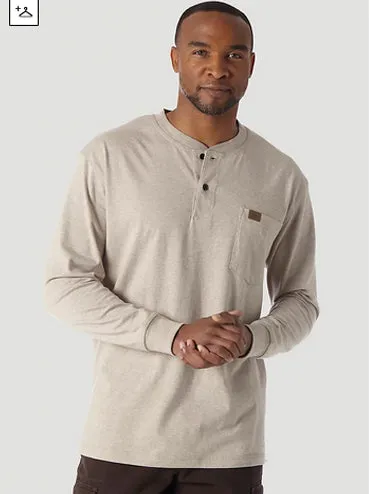 RIGGS Workwear® Long Sleeve Solid Henley - Oatmeal - 03W750OH