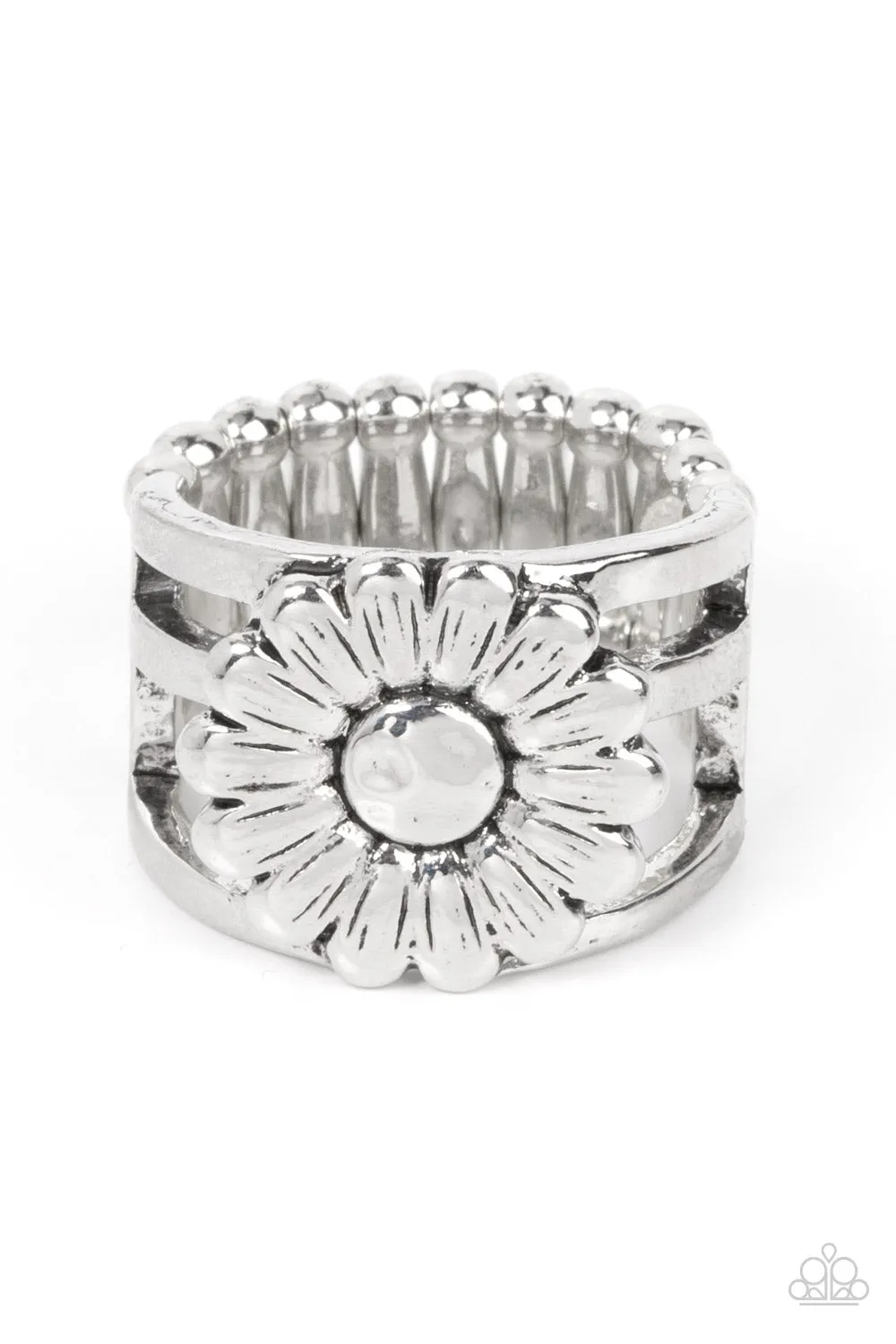 Roadside Daisies - Silver Ring  - Paparazzi Accessories