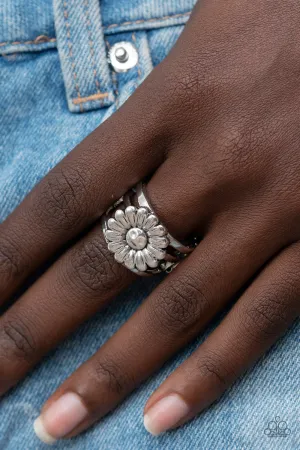 Roadside Daisies - Silver Ring  - Paparazzi Accessories