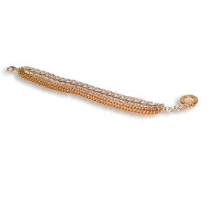 Rochas Bracelet Silver Color /Ip Rosegold 4 Chain Round