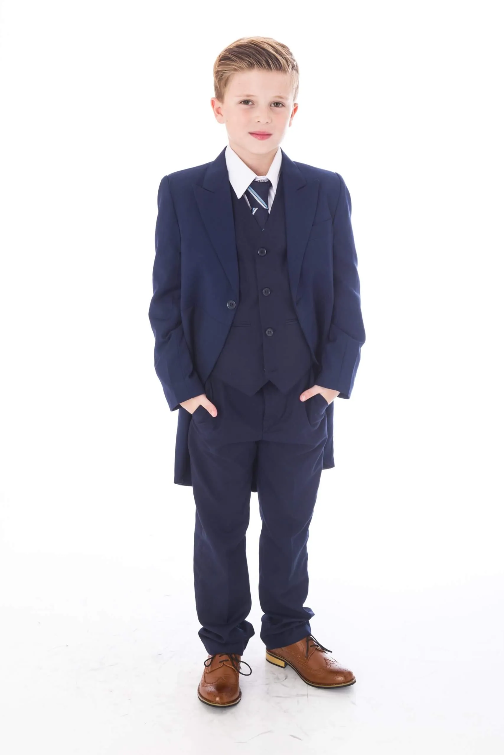 Ronnie - Navy 5 Piece Tail Coat Suit