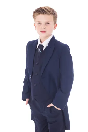 Ronnie - Navy 5 Piece Tail Coat Suit