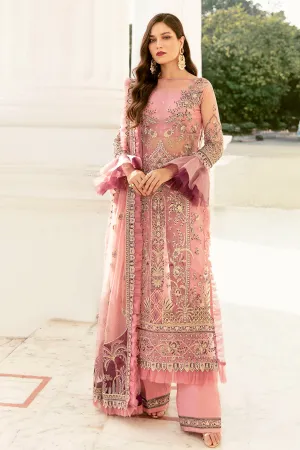 Rose Shell Pink  | Afrozeh LA Fuchsia'22 Collection | Unstitched Chiffon Suits