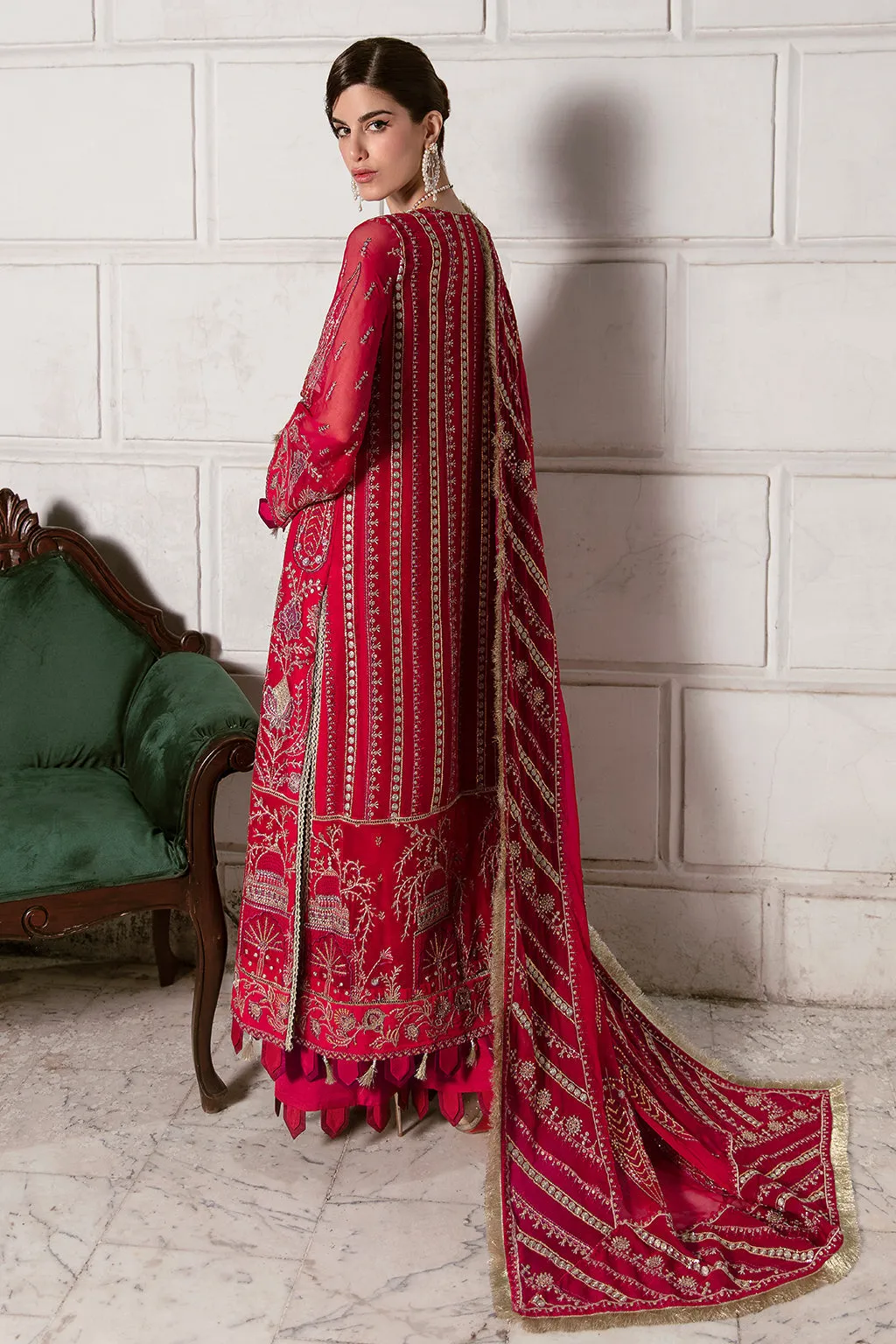 Roseate Belle | Afrozeh LA Fuchsia'22 Collection | Unstitched Chiffon Suits