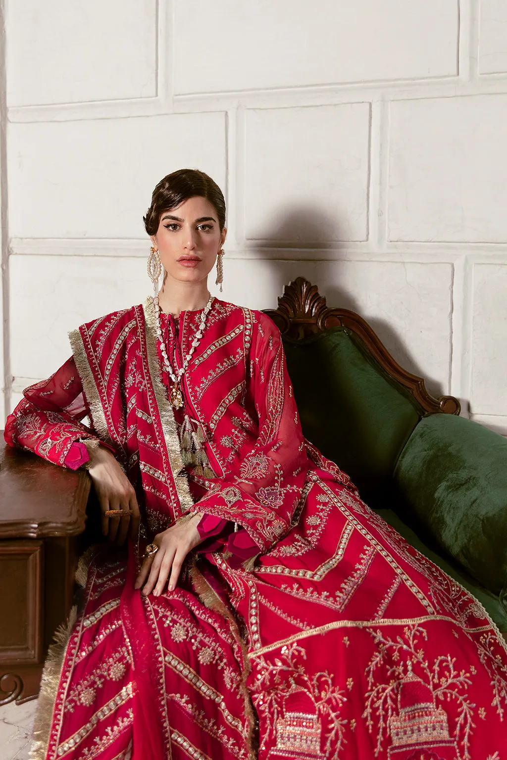 Roseate Belle | Afrozeh LA Fuchsia'22 Collection | Unstitched Chiffon Suits