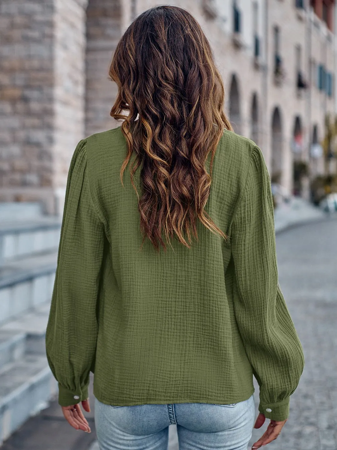 Round Neck Puff Sleeve Shirt (3 Colors)