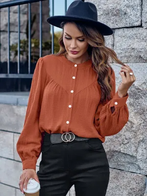 Round Neck Puff Sleeve Shirt (3 Colors)
