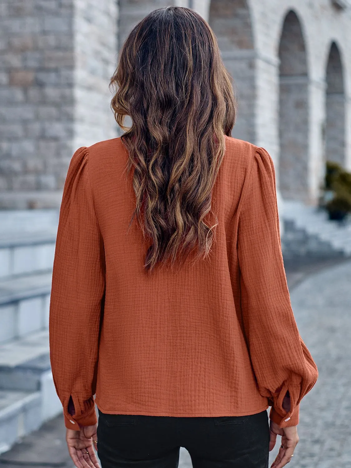 Round Neck Puff Sleeve Shirt (3 Colors)