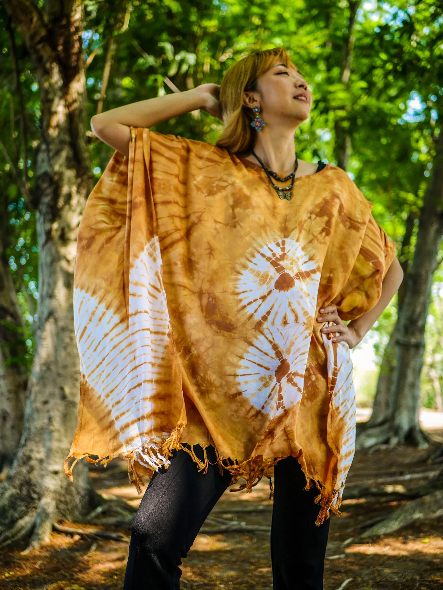 Rustic Charm Hand Dyed Tunic Kaftan Blouse Oversize Top