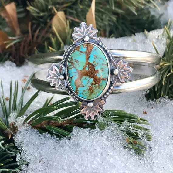 Rustic Kingman Cuff in Sterling Silver statement bracelet