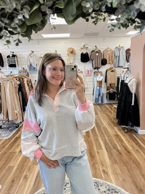 Sadie Grey and Pink Pullover