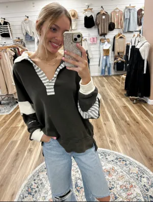 Sadie Olive and Cream Pullover