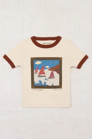 Sailboat Collage Ringer Tee, Bisque