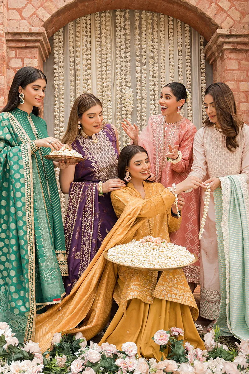 SANG-E YASHM-3PC |  Cross Stitch The Bride Tribe Wedding Festive Collection 2022 | Unstitched Embroidered Jacquard Suits | Cross Stitch 2023