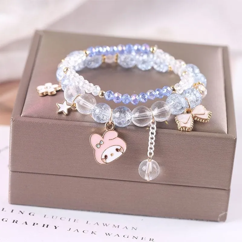 Sanrio Kawaii Anime Melody Kuromi Cinnamoroll Crystal Bracelet