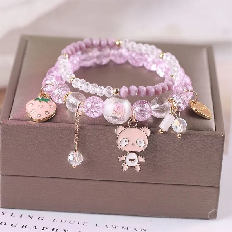 Sanrio Kawaii Anime Melody Kuromi Cinnamoroll Crystal Bracelet