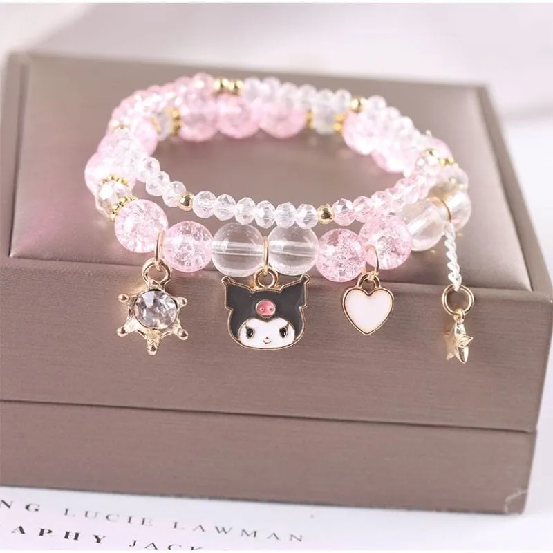 Sanrio Kawaii Anime Melody Kuromi Cinnamoroll Crystal Bracelet