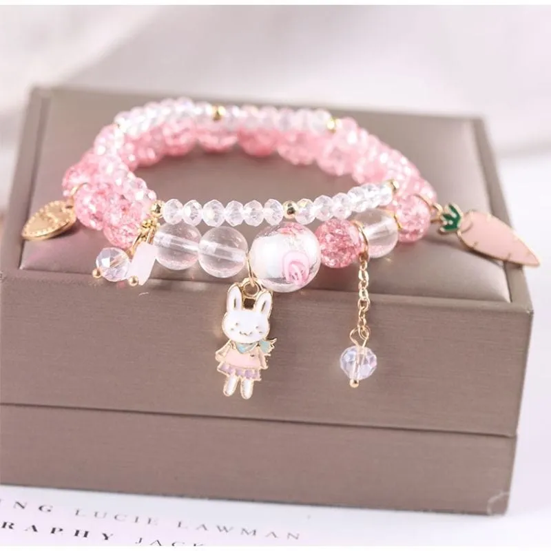 Sanrio Kawaii Anime Melody Kuromi Cinnamoroll Crystal Bracelet