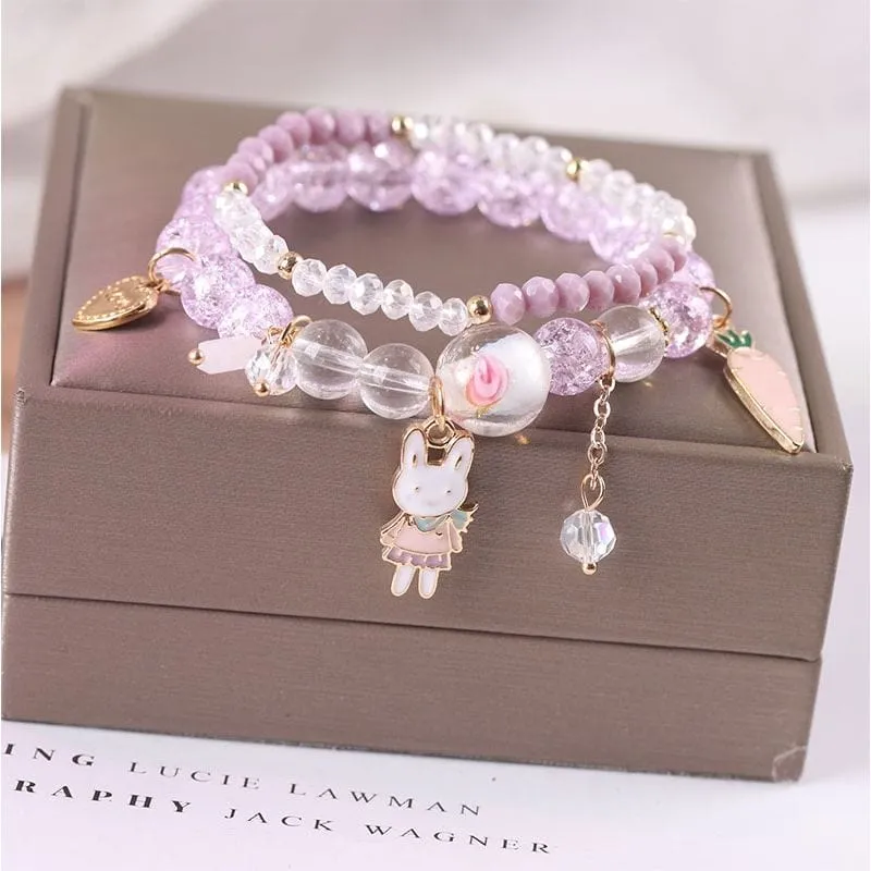 Sanrio Kawaii Anime Melody Kuromi Cinnamoroll Crystal Bracelet