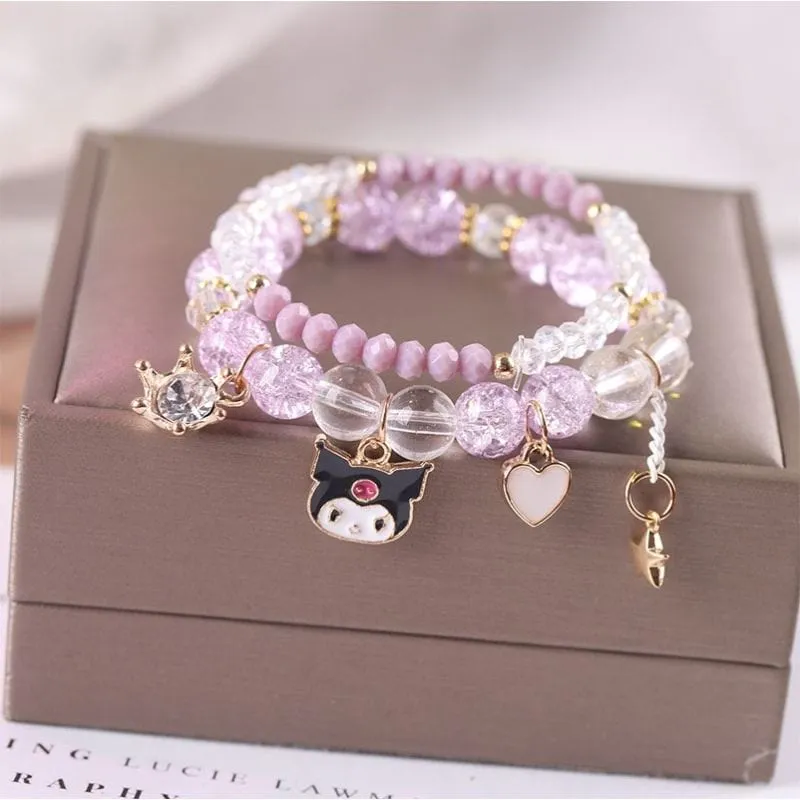 Sanrio Kawaii Anime Melody Kuromi Cinnamoroll Crystal Bracelet