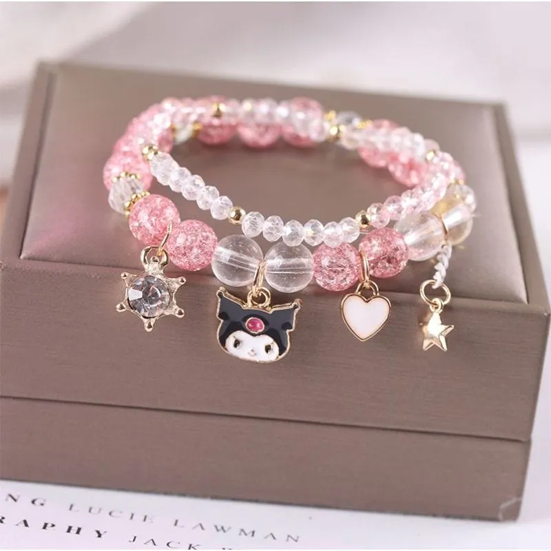 Sanrio Kawaii Anime Melody Kuromi Cinnamoroll Crystal Bracelet