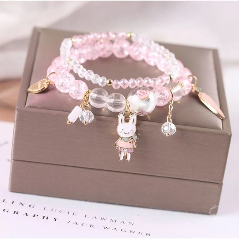 Sanrio Kawaii Anime Melody Kuromi Cinnamoroll Crystal Bracelet