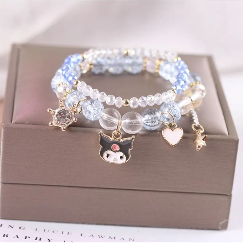 Sanrio Kawaii Anime Melody Kuromi Cinnamoroll Crystal Bracelet